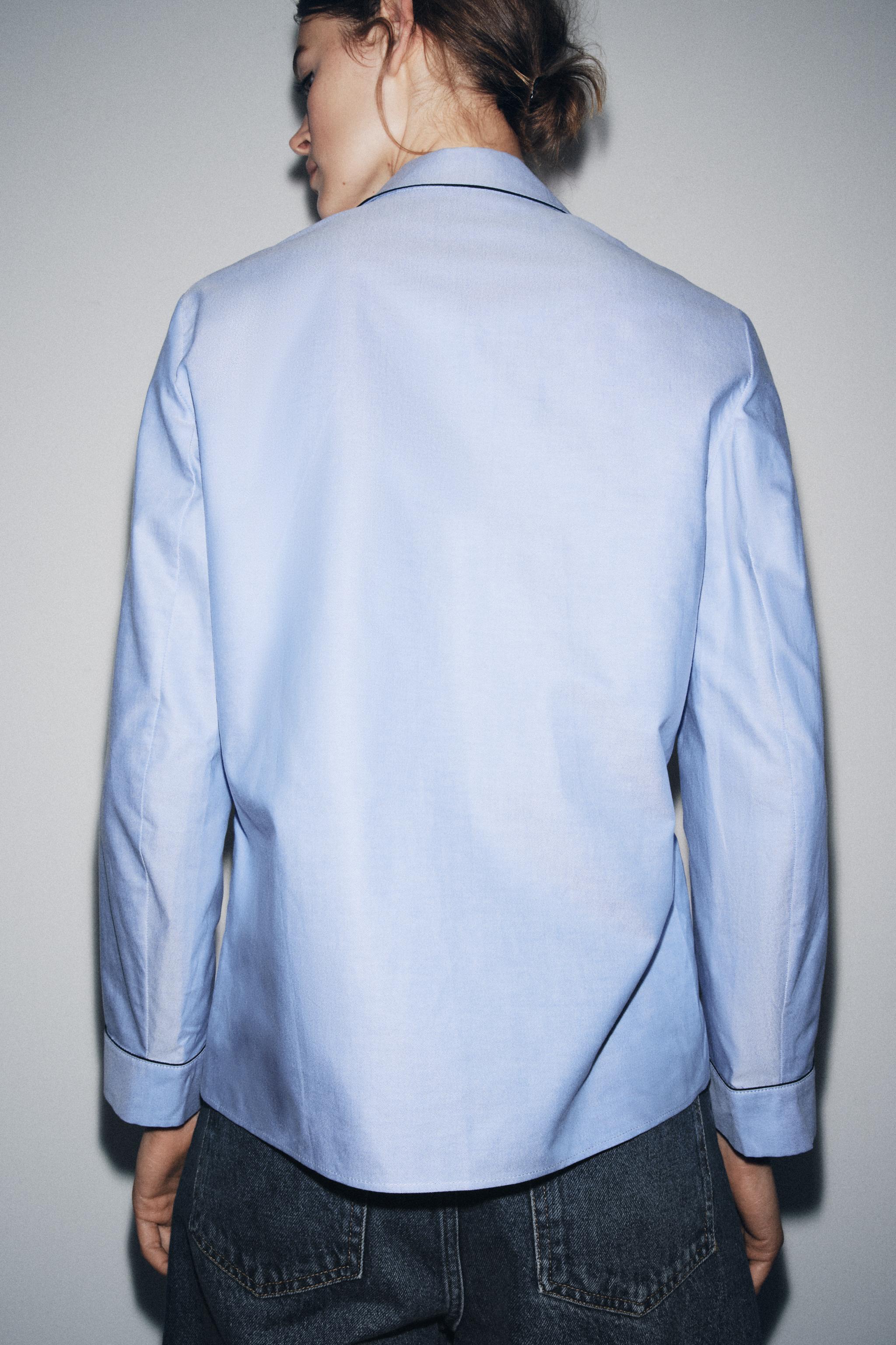 ZW COLLECTION CONTRAST PIPING WRAP SHIRT